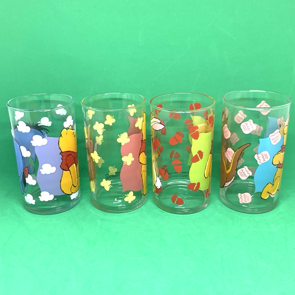 Disney Winnie the Pooh & Friends Drinking Glass Lot of 4 Eeyore Piglet Rabbit - Picture 6 of 10